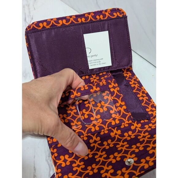 Vera Bradley Orange & Purple Euro Wallet In Safari Sunset Pattern NWT - Picture 3 of 7